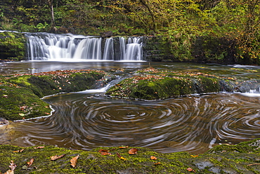 Waterfalls and whirlpools near Ystradfellte in the Brecon Beacons National Park in autumn, Wales, United Kingdom, Europe