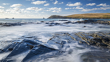 Ledges at high tide, Booby's Bay, Cornwall, England, United Kingdom, Europe