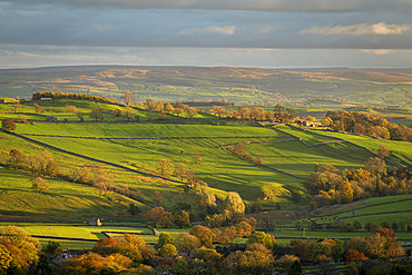 Rolling countryside near Malham in autumn, Yorkshire Dales National Park, Yorkshire, England, United Kingdom, Europe