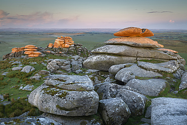 First light on Roughtor at sunrise, Bodmin Moor, Cornwall, England, United Kingdom, Europe