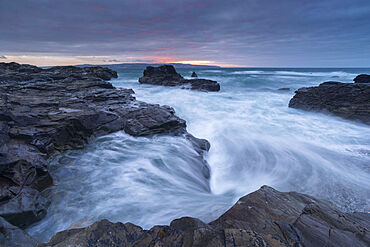 Sunset above St. Ives from Godrevy Point, Cornwall, England, United Kingdom, Europe