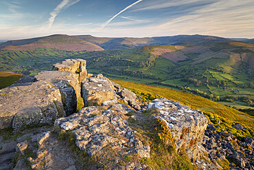 Vista from the summit of the Sugarloaf, Brecon Beacons National Park, Monmouthshire, Wales, United Kingdom, Europe