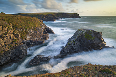 Dramatic coastal scenery at Porth Mear on the North Cornwall Coast, Cornwall, England, United Kingdom, Europe