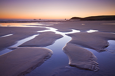 Low tide on Constantine Beach, Cornwall, England, United Kingdom, Europe