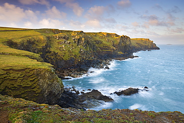 Clifftop vista of North Cornish coastline near The Rumps, Cornwall, England, United Kingdom, Europe