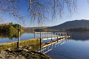 Hawes End Landing Stage jetty on Derwent Water, Lake District National Park, Cumbria, England, United Kingdom, Europe