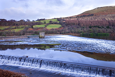 Broken ice floating on the surface of the Talybont Reservoir, Brecon Beacons National Park, Powys, Wales, United Kingdom, Europe