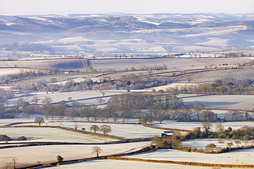 Frost covered winter countryside near Crediton, Devon, England, United Kingdom, Europe