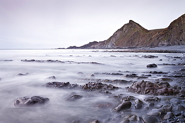 Rocky Beach and St. Catherines Tor, Spekes Mill Mouth, Hartland, Devon, England, United Kingdom, Europe