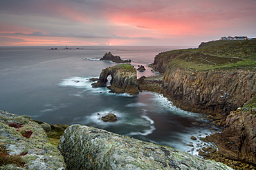 The clifftops of Land's End in spring, Cornwall, England, United Kingdom, Europe