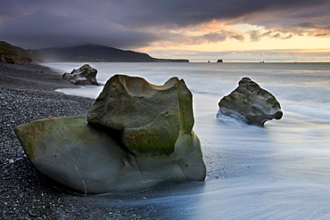 Sunset on Seven Mile Beach, West Coast, South Island, New Zealand, Pacific