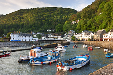 Lynmouth Harbour and boats, Exmoor National Park, Somerset, England, United Kingdom, Europe