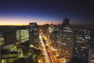 City skyline at dusk, Belo Horizonte, Minas Gerais, Brazil, South America 