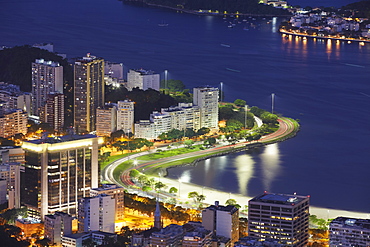 Botafogo Bay and beach at dusk, Rio de Janeiro, Brazil, South America 