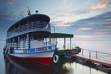 Riverboat moored on Rio Negro, Manaus, Amazonas, Brazil, South America 