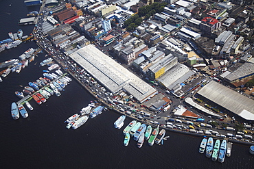 Aerial view of Manaus port, Manaus, Amazonas, Brazil, South America 