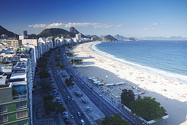 View of Copacabana beach and Avenida Atlantica, Rio de Janeiro, Brazil, South America 