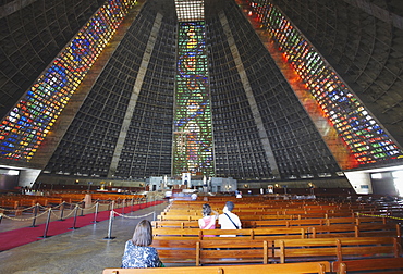 Interior of Metropolitan Cathedral of St. Sebastian, Centro, Rio de Janeiro, Brazil, South America 