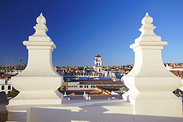 View of Sucre from rooftop of Convento de San Felipe Neri, Sucre, UNESCO World Heritage Site, Bolivia, South America