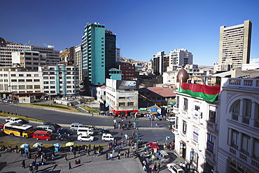 View of Mariscal Santa Cruz Avenue, La Paz, Bolivia, South America