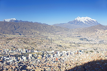 View of Mount Illamani and La Paz, Bolivia, South America