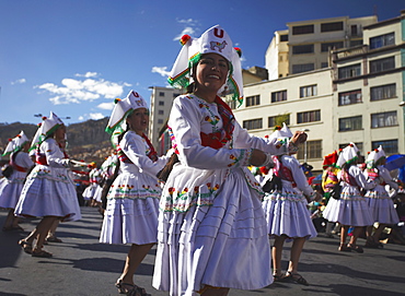 Dancers performing in Entrada Universitaria (University Entrance) Festival, La Paz, Bolivia, South America