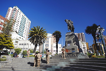 Statue of Antonio Jose de Sucre in Plaza del Estudiante, La Paz, Bolivia, South America