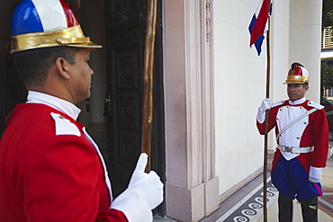 Soldiers standing guard outside Panteon de los Heroes, Asuncion, Paraguay, South America