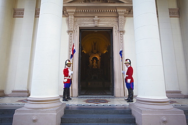 Soldiers standing guard outside Panteon de los Heroes, Asuncion, Paraguay, South America