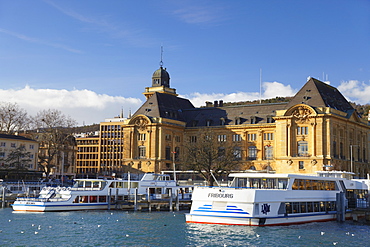 Harbour and post office, Neuchatel, Switzerland, Europe