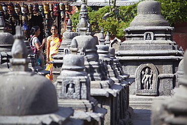 Women at Swayambhunath Stupa, UNESCO World Heritage Site, Kathmandu, Nepal, Asia