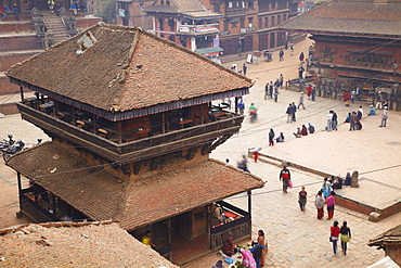 View of Taumadhi Tole, Bhaktapur, UNESCO World Heritage Site, Kathmandu Valley, Nepal, Asia