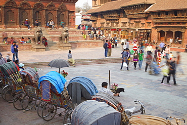 Rickshaws in Durbar Square, UNESCO World Heritage Site, Kathmandu, Nepal, Asia