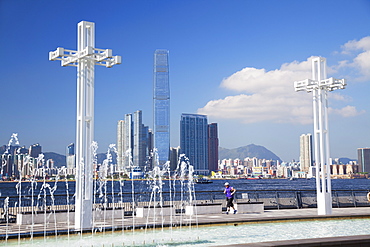 International Commerce Centre (ICC) from Sun Yat Sen Memorial Park, Hong Kong, China, Asia