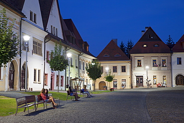 Radnicne Square at dusk, Bardejov, UNESCO World Heritage Site, Presov Region, Slovakia, Europe 