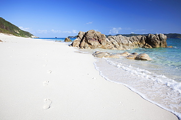 Footprints on Nishibama Beach, Aka Island, Kerama Islands, Okinawa, Japan,Asia 