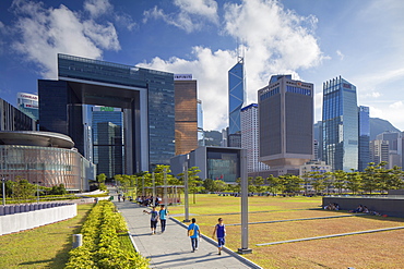 Tamar Park and Central Government Complex, Admiralty, Hong Kong Island, Hong Kong, China, Asia