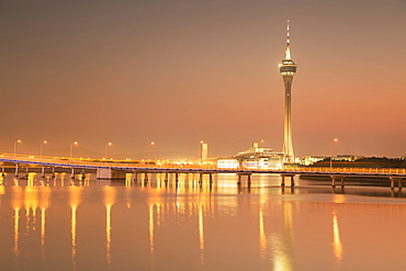 Macau Tower at sunset, Macau, China, Asia