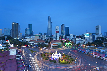 View of city skyline at dusk, Ho Chi Minh City, Vietnam, Indochina, Southeast Asia, Asia