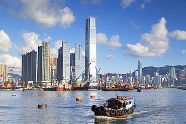 International Commerce Centre (ICC) and Yau Ma Tei Typhoon Shelter, West Kowloon, Hong Kong, China, Asia