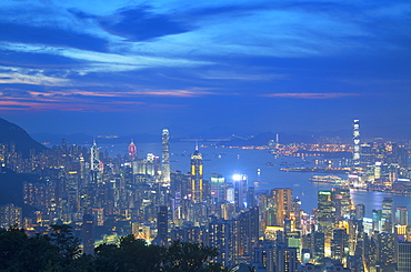 View of Hong Kong from Jardine's Lookout at sunset, Hong Kong, China, Asia