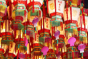 Lanterns at Wong Tai Sin Temple, Wong Tai Sin, Kowloon, Hong Kong, China, Asia