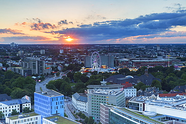 View of St. Pauli at sunset, Hamburg, Germany, Europe