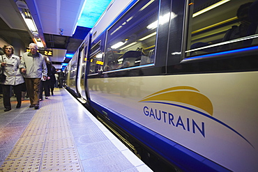 High speed Gautrain at Sandton station, Sandton, Johannesburg, Gauteng, South Africa, Africa