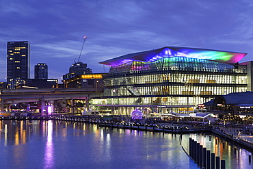 International Convention Centre at dusk, Darling Harbour, Sydney, New South Wales, Australia, Pacific