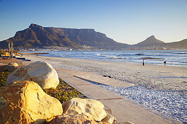 View of Table Mountain from Milnerton beach, Cape Town, Western Cape, South Africa, Africa