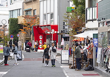 People walking past shops, Harajuku, Tokyo, Honshu, Japan, Asia