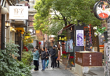 People walking around alleyways of Tianzifang, Shanghai, China, Asia