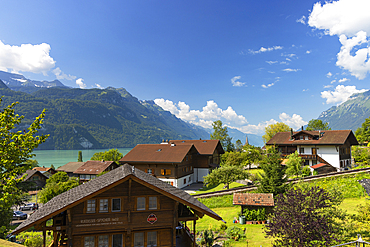 Traditional chalets overlooking Lake Brienz, Brienz, Switzerland