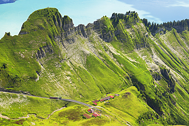 Brienz Rothorn train and Lake Brienz, Brienz, Switzerland